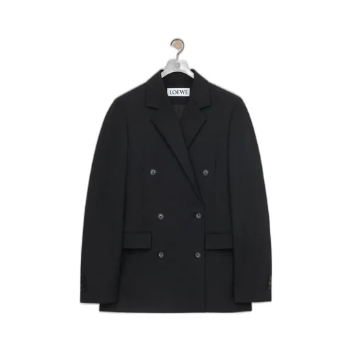 Double breasted jacket in mohair and wool