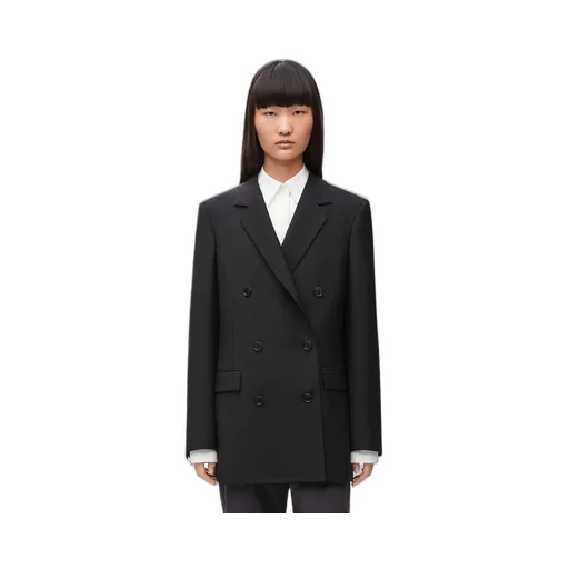 Double breasted jacket in mohair and wool
