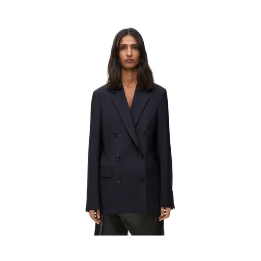 Double breasted jacket in mohair and wool