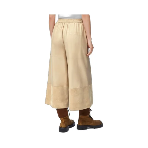 Cropped trousers in nappa lambskin and suede goatskin