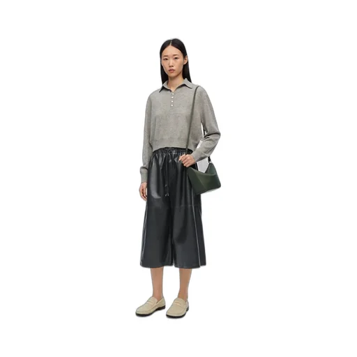 Cropped trousers in nappa lambskin