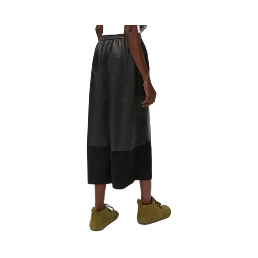 Cropped trousers in nappa lambskin and suede goatskin