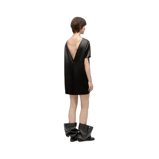 Chain dress in technical satin
