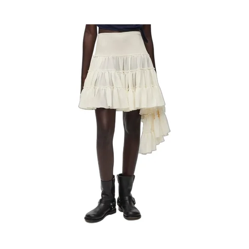 Ruffled skirt in silk