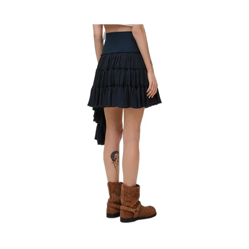 Ruffled skirt in silk