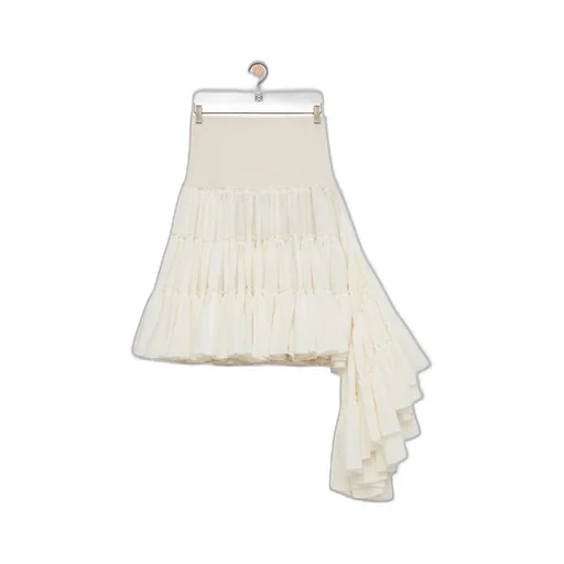 Ruffled skirt in silk
