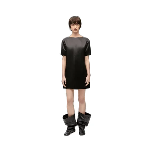 Chain dress in technical satin