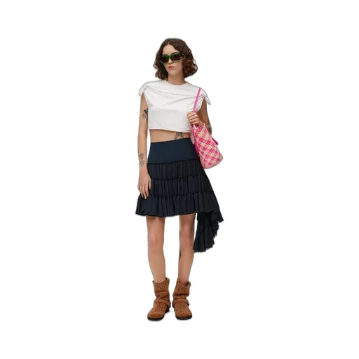 Ruffled skirt in silk