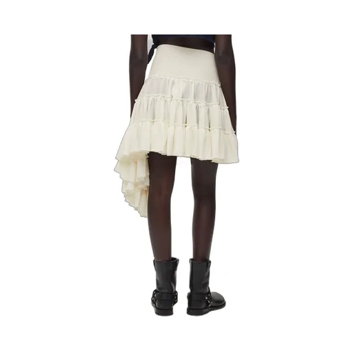 Ruffled skirt in silk