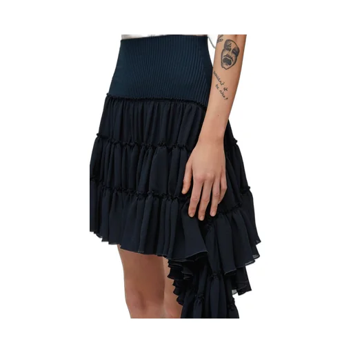 Ruffled skirt in silk