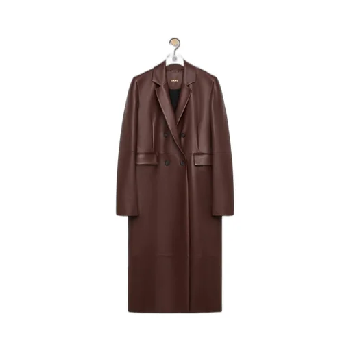 Double breasted coat in nappa lambskin