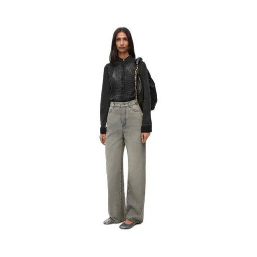 Pleated shirt in denim