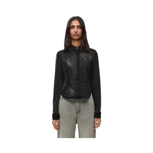 Pleated shirt in denim