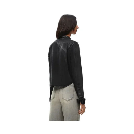 Pleated shirt in denim