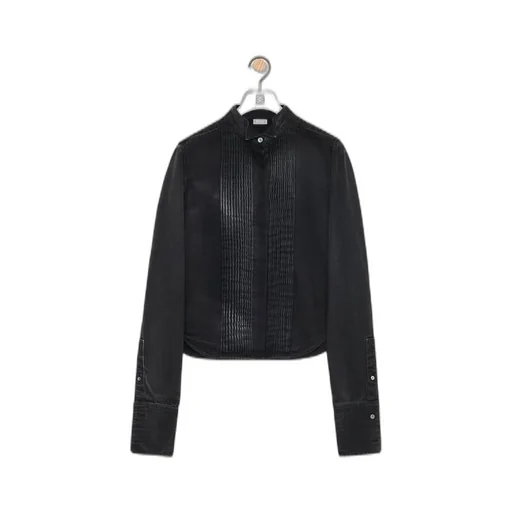 Pleated shirt in denim