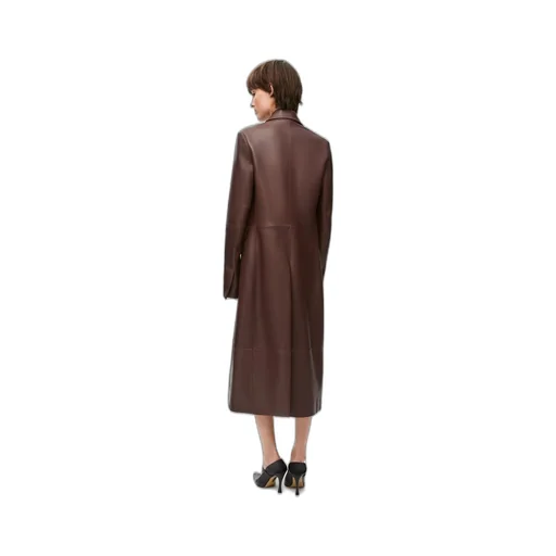 Double breasted coat in nappa lambskin
