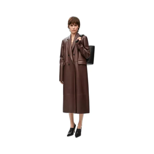 Double breasted coat in nappa lambskin