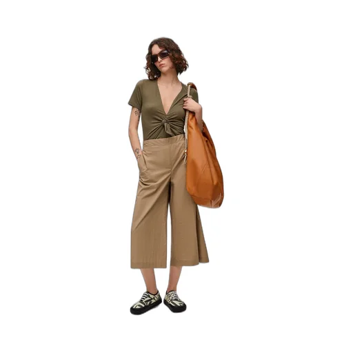 Cropped trousers in cotton blend
