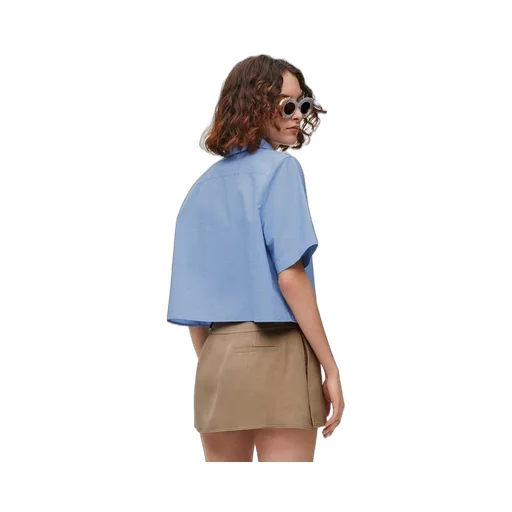 Cropped shirt in cotton blend