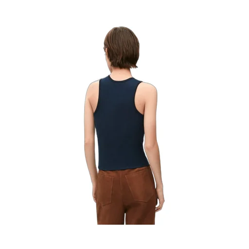 Logo Embroidered Ribbed Tank Top