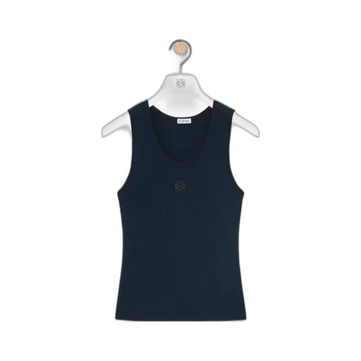 Logo Embroidered Ribbed Tank Top