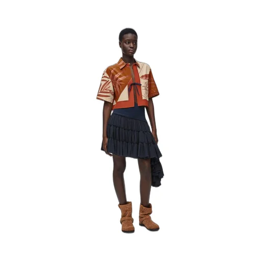 Cropped shirt in cotton and silk