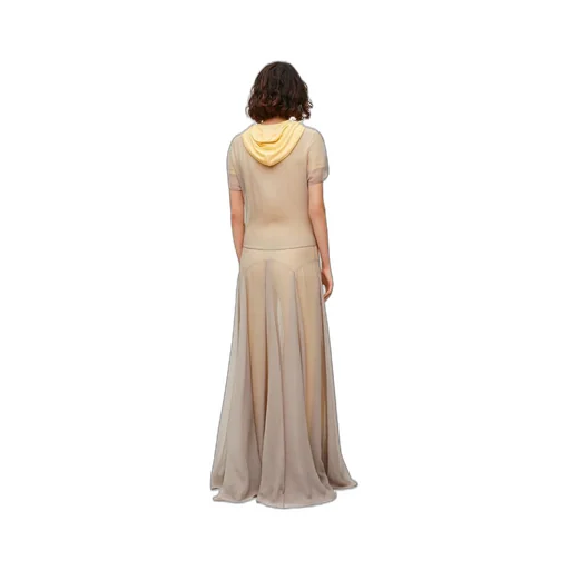 Hooded jumpsuit in silk and viscose