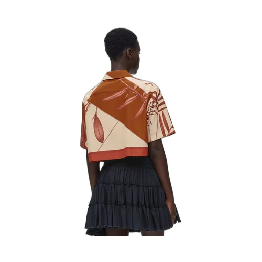 Cropped shirt in cotton and silk