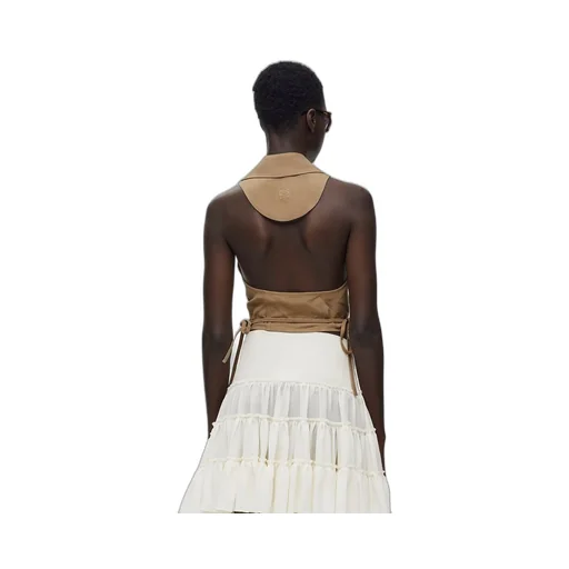 Wrap top in viscose and linen