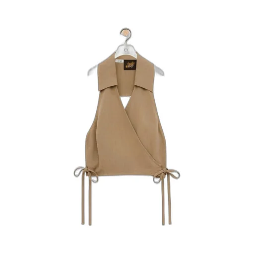 Wrap top in viscose and linen