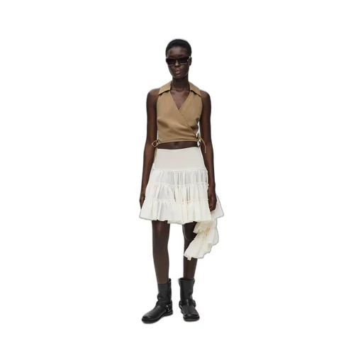 Wrap top in viscose and linen
