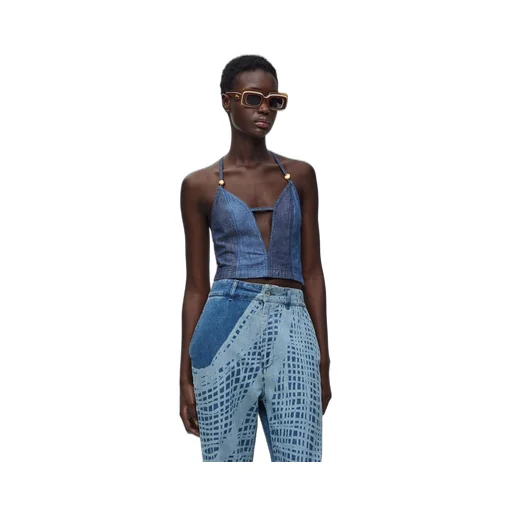 Strappy top in denim
