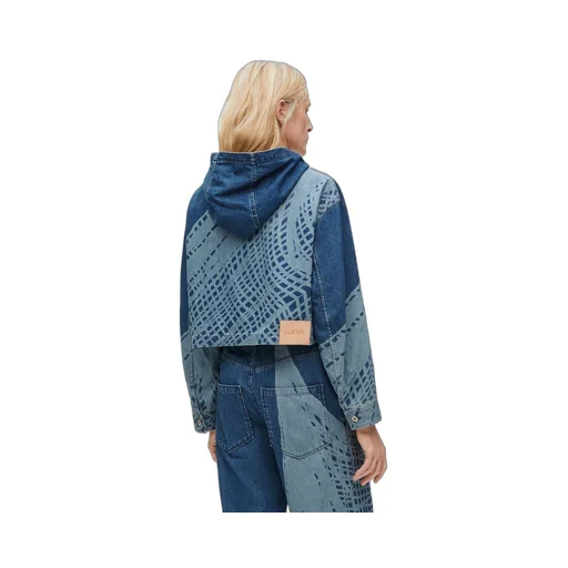 Cropped hooded jacket in denim