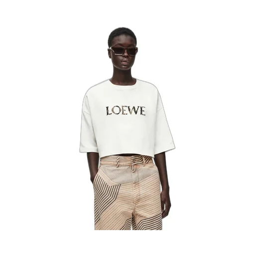 Cropped t-shirt in cotton blend