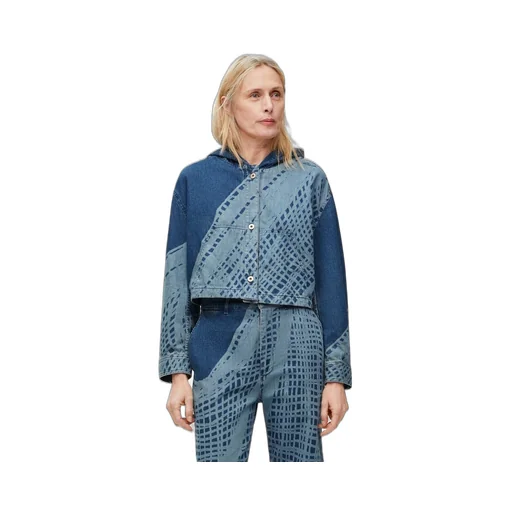Cropped hooded jacket in denim