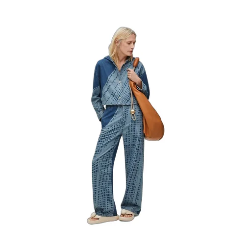 Cropped hooded jacket in denim