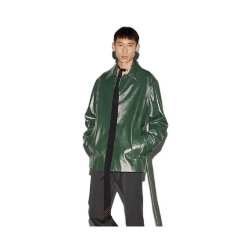 Shiny leather trench coat