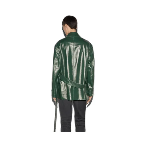 Shiny leather trench coat