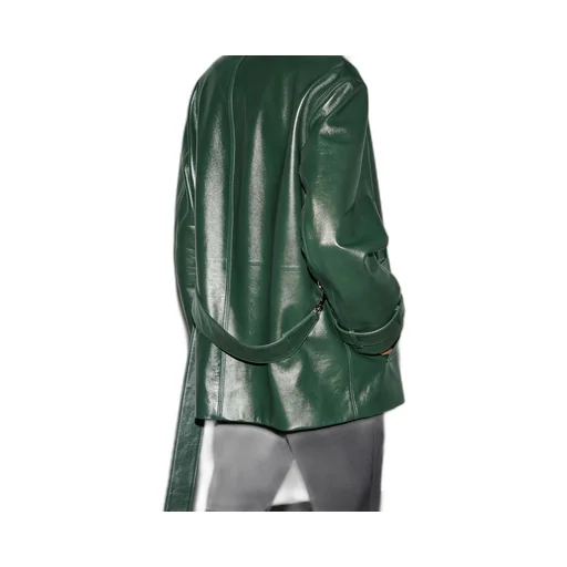 Shiny leather trench coat