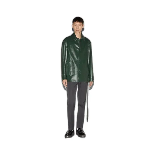 Shiny leather trench coat