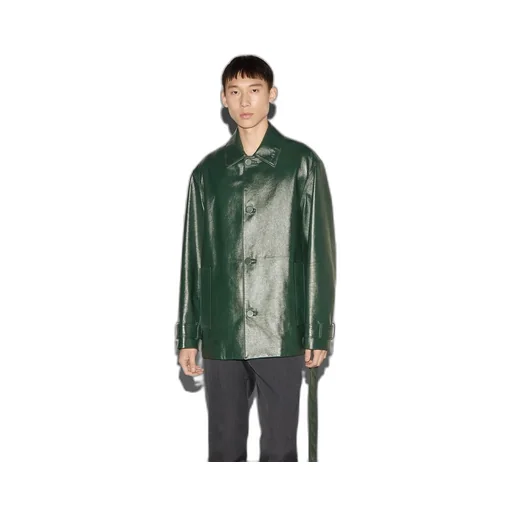 Shiny leather trench coat