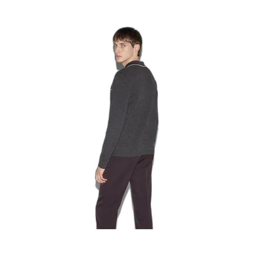 Knit wool long sleeve polo top