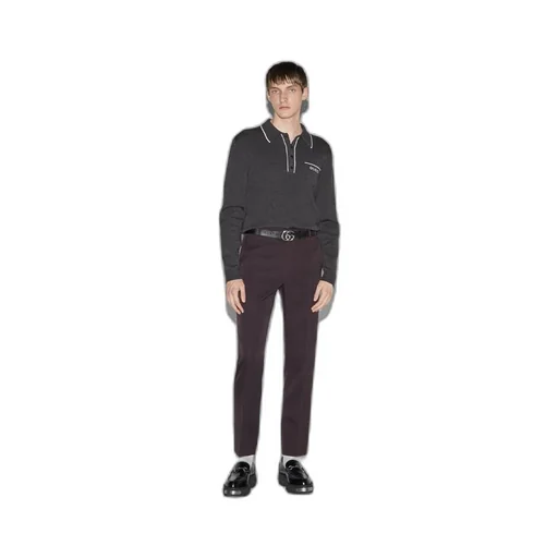 Knit wool long sleeve polo top