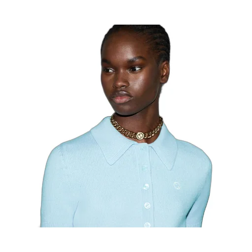Wool cashmere polo top