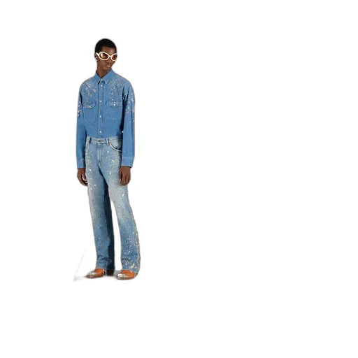 Constellation embroidered denim shirt