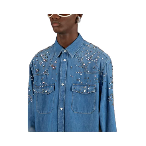 Constellation embroidered denim shirt