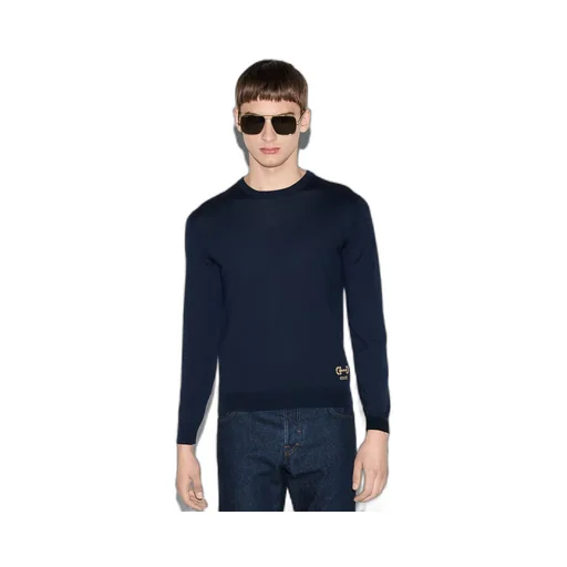 Wool sweater with Horsebit intarsia