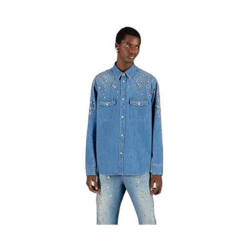 Constellation embroidered denim shirt