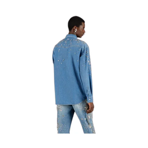 Constellation embroidered denim shirt