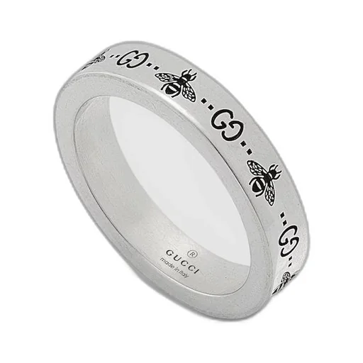 GG and bee engraved thin ring